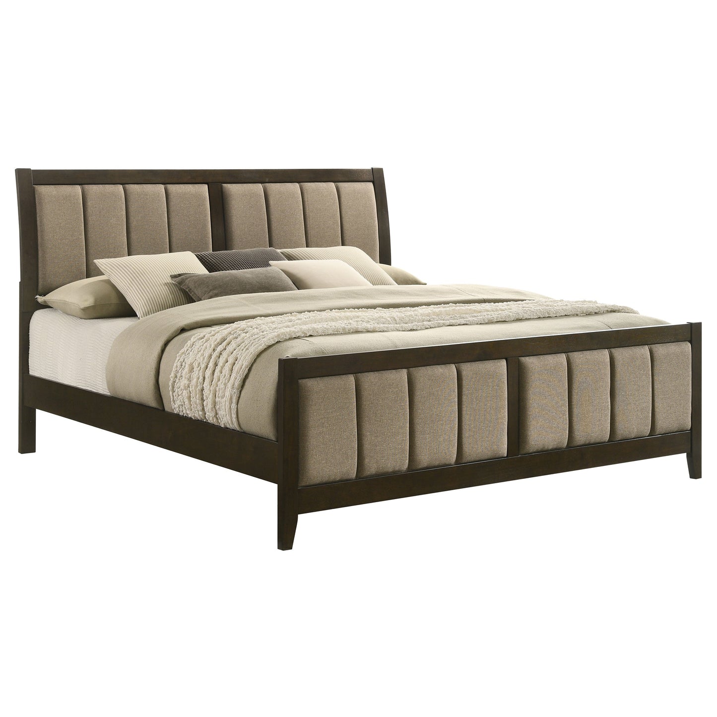 Wilkes 51-inch Upholstered  Bed Dark Cocoa