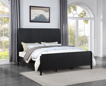 Brookmead Wood  Panel Bed Black