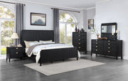 Cama Brookmead con paneles de madera negros