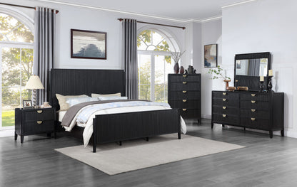 Brookmead Wood  Panel Bed Black