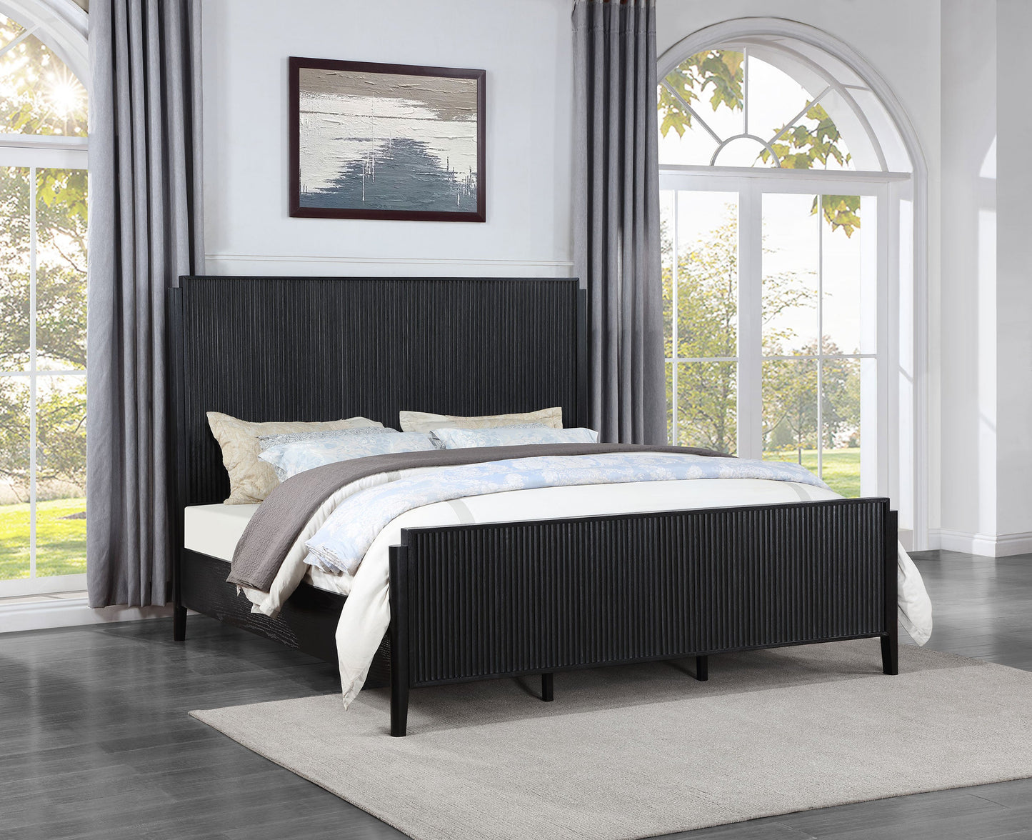Brookmead Wood  Panel Bed Black