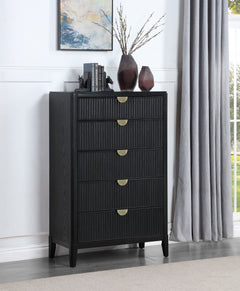 Cómoda de dormitorio Brookmead de 5 cajones, color negro