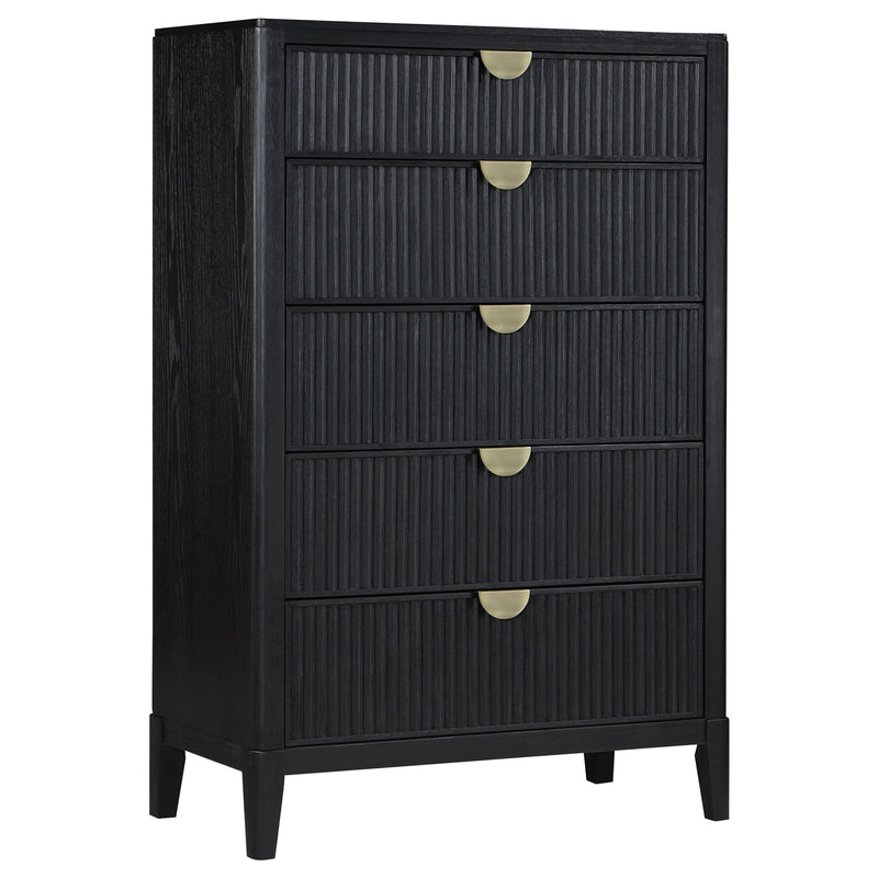 Cómoda de dormitorio Brookmead de 5 cajones, color negro