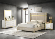Conjunto de dormitorio Lucia beige y blanco