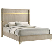 Cama Lucia de 61 pulgadas con respaldo alto tapizado en beige