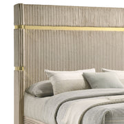 Cama Lucia de 61 pulgadas con respaldo alto tapizado en beige