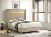 Cama Lucia de 61 pulgadas con respaldo alto tapizado en beige
