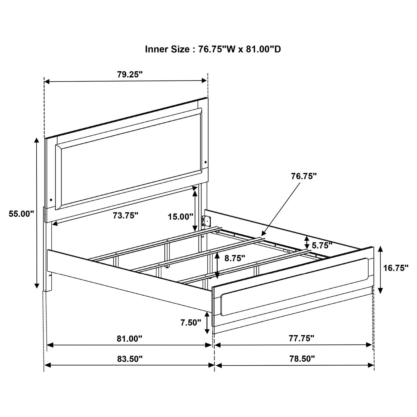 Caraway Wood LED Panel Bed