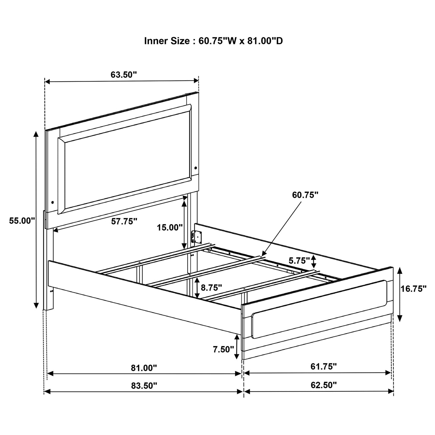 Caraway Wood LED Panel Bed