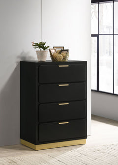 Cómoda de dormitorio Caraway de 4 cajones, color negro