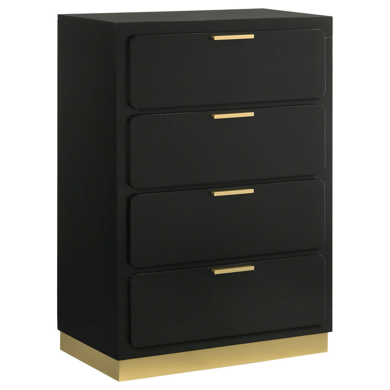 Cómoda de dormitorio Caraway de 4 cajones, color negro