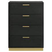 Cómoda de dormitorio Caraway de 4 cajones, color negro