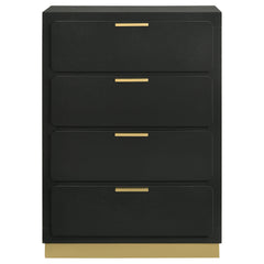 Cómoda de dormitorio Caraway de 4 cajones, color negro