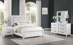Juego de dormitorio Marielle Cal King en blanco desgastado