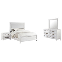 Juego de dormitorio Marielle Cal King en blanco desgastado