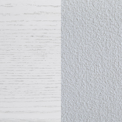 Cama tapizada Marielle con paneles en blanco desgastado