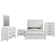 Juego de dormitorio Marielle Cal King en blanco desgastado
