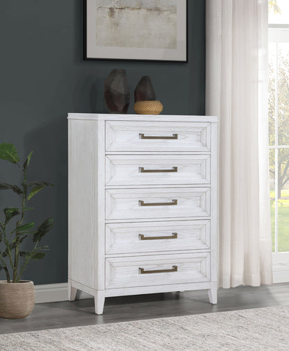 Marielle Distressed White 5-Drawer Chest