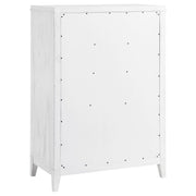 Cómoda de dormitorio Marielle de 5 cajones en blanco desgastado