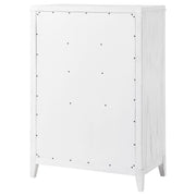 Cómoda de dormitorio Marielle de 5 cajones en blanco desgastado