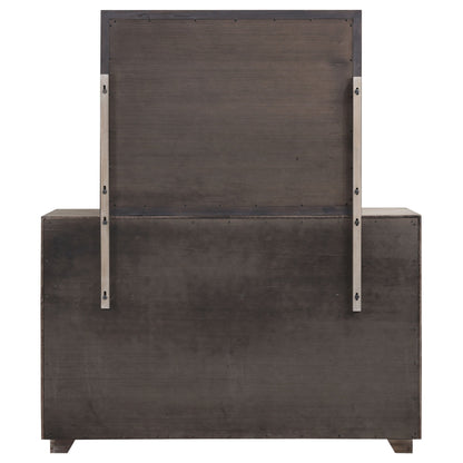 Cómoda Kenora de 6 cajones y espejo color marrón cebada