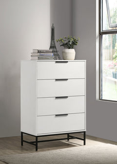 Cómoda de dormitorio Sonora de 4 cajones en color blanco
