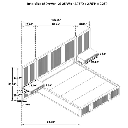 Panel de pared para terraza con cama de almacenamiento en color marrón ceniza