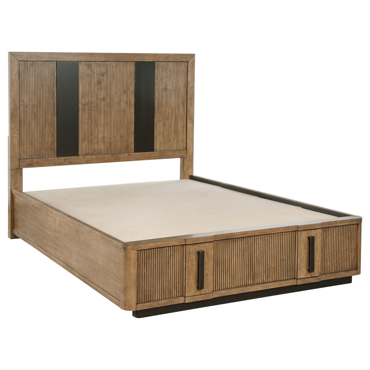 Cama Terrace con 2 cajones y almacenaje, color marrón ceniza