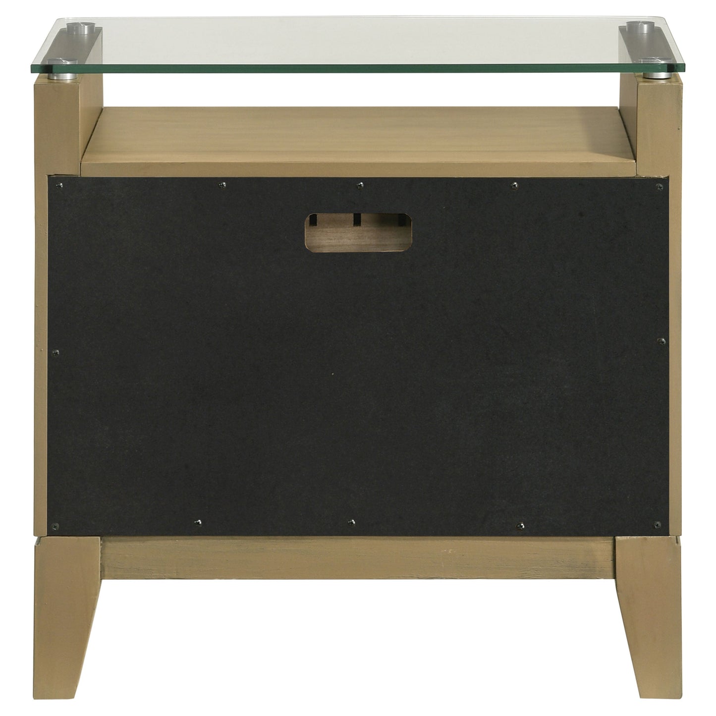 Mesita de noche Granada de 2 cajones con tapa de cristal de pino natural