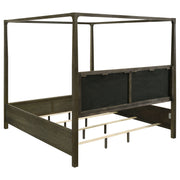 Cama con dosel y cuatro postes Gran Park color cacao oscuro