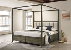 Cama con dosel y cuatro postes Gran Park color cacao oscuro
