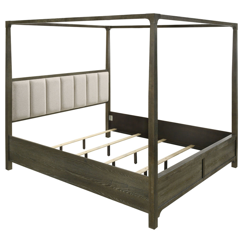 Cama con dosel y cuatro postes Gran Park color cacao oscuro