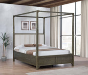 Cama con dosel y cuatro postes Gran Park color cacao oscuro
