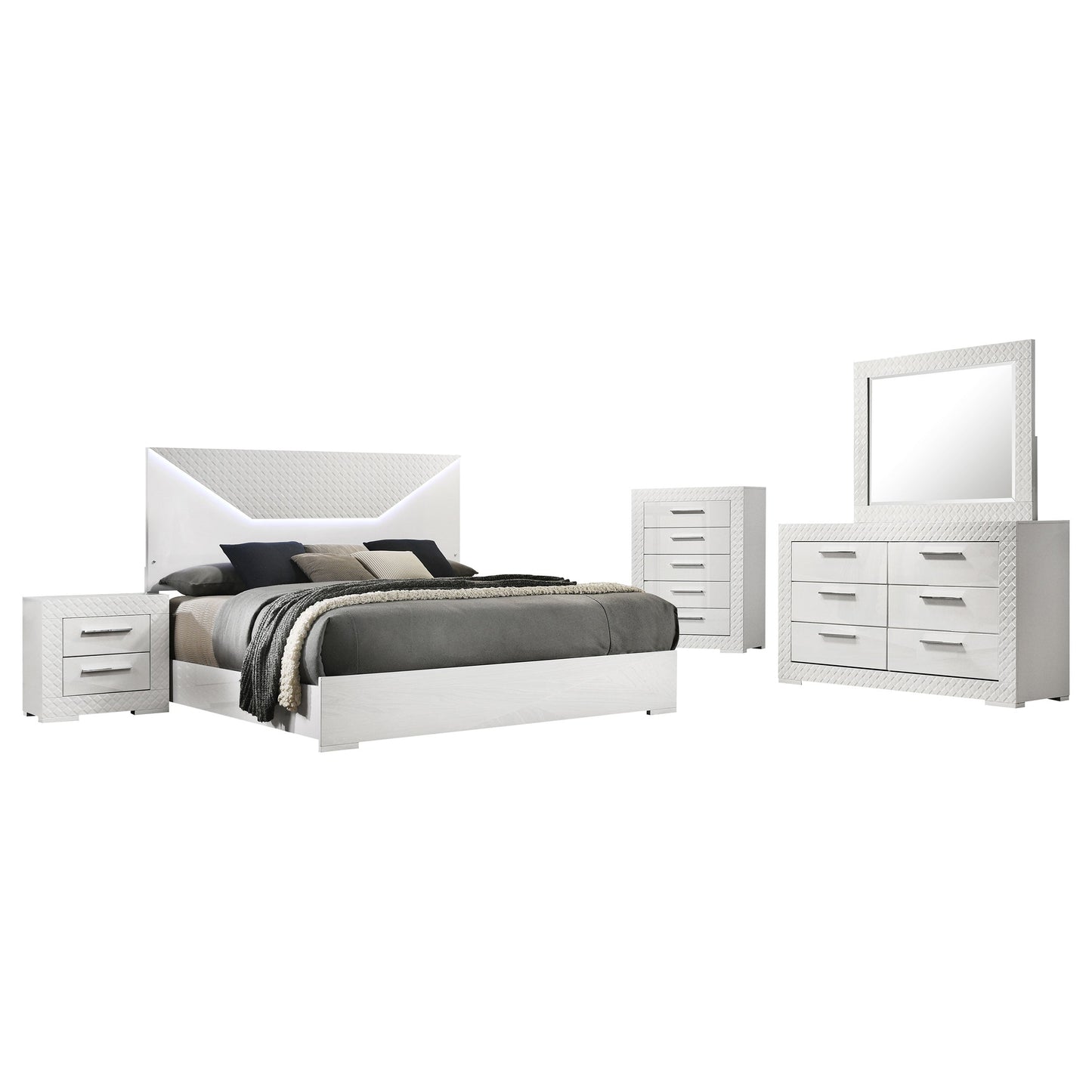 Conjunto de dormitorio Ives gris de alto brillo