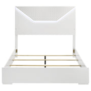 Ives Queen Panel Bed LED Headboard White High Gloss