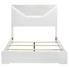 Ives Queen Panel Bed LED Headboard White High Gloss
