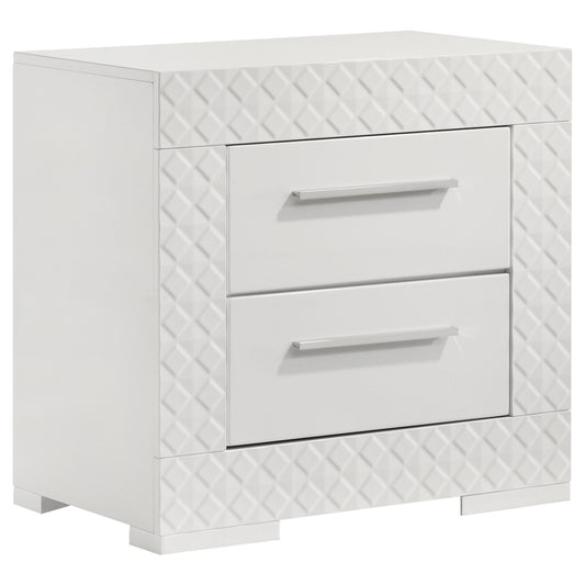 Ives 2-drawer Nightstand Bedside Table Grey High Gloss