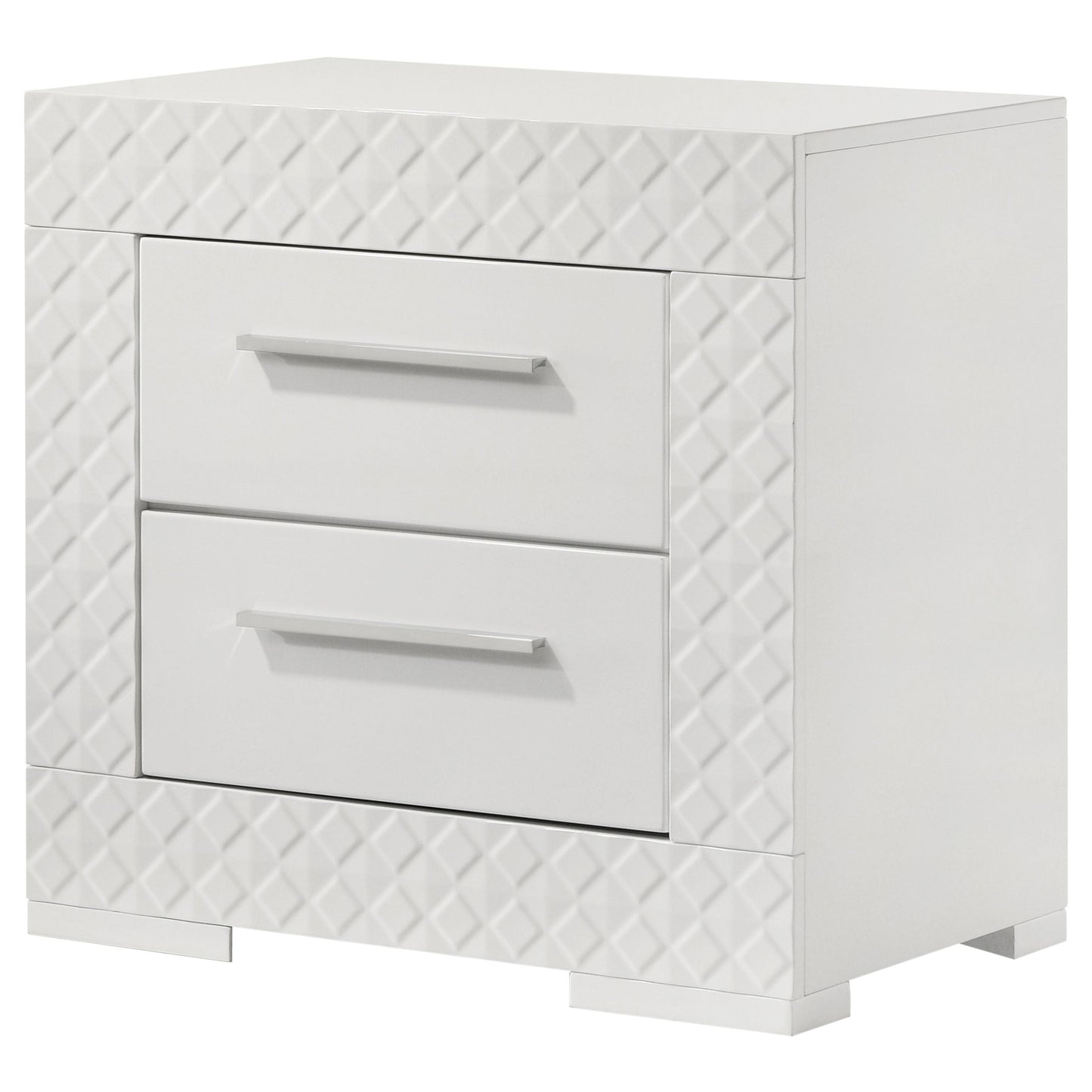 Ives 2-drawer Nightstand Bedside Table Grey High Gloss