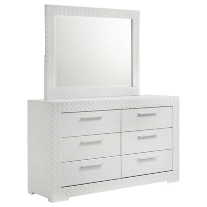 Ives 6-drawer Dresser and Mirror Grey High Gloss