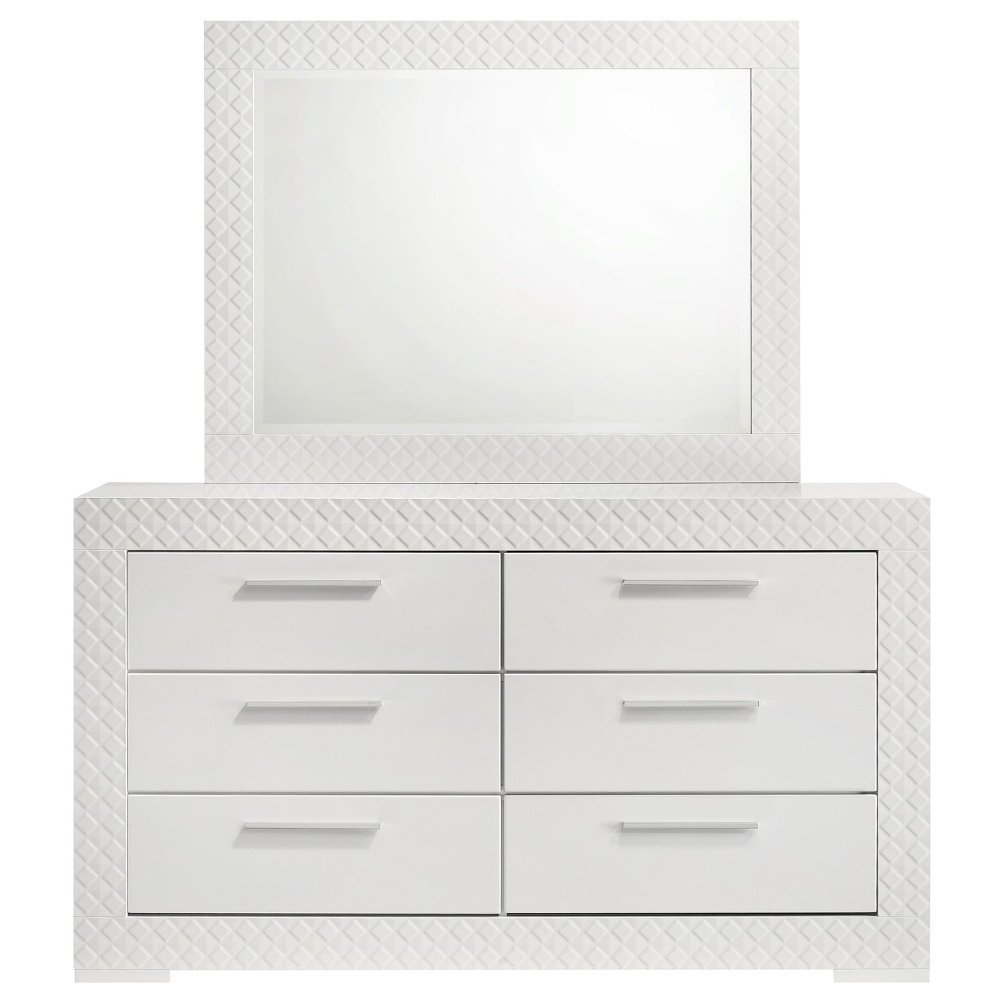 Ives 6-drawer Dresser and Mirror Grey High Gloss