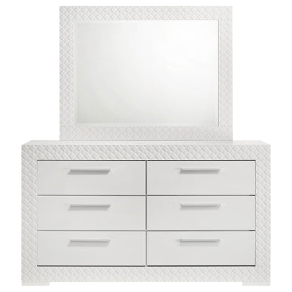 Ives 6-drawer Dresser and Mirror Grey High Gloss