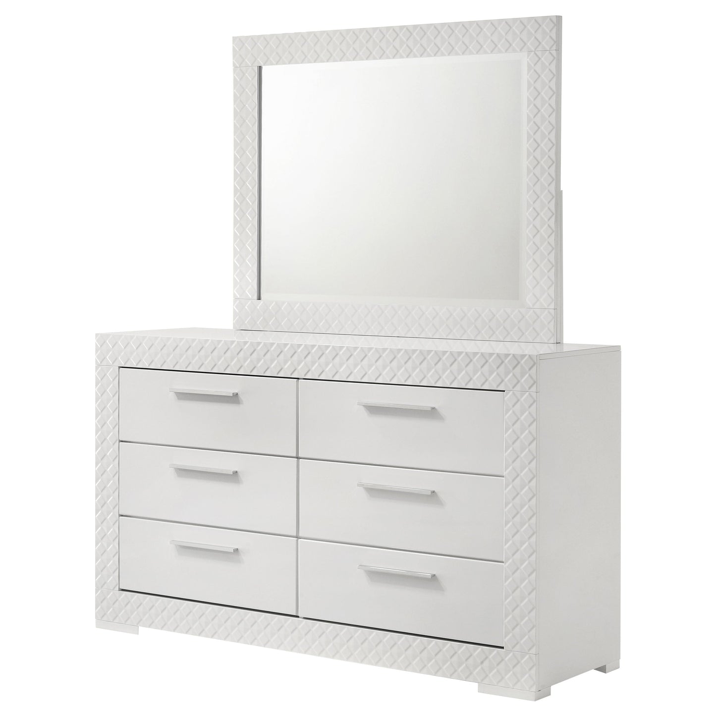 Ives 6-drawer Dresser and Mirror Grey High Gloss