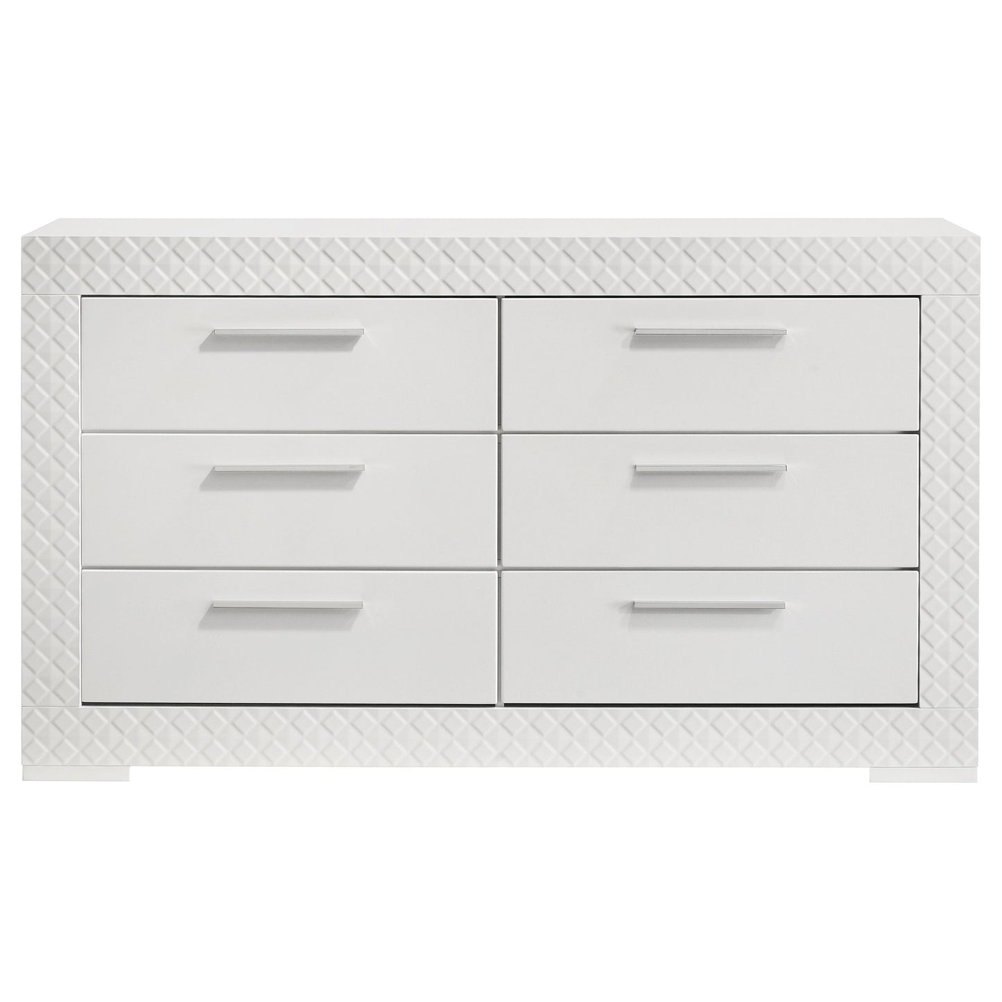 Ives 6-drawer Dresser and Mirror Grey High Gloss