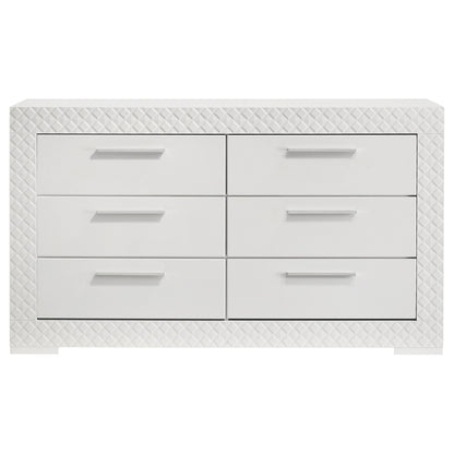 Ives 6-drawer Dresser and Mirror Grey High Gloss