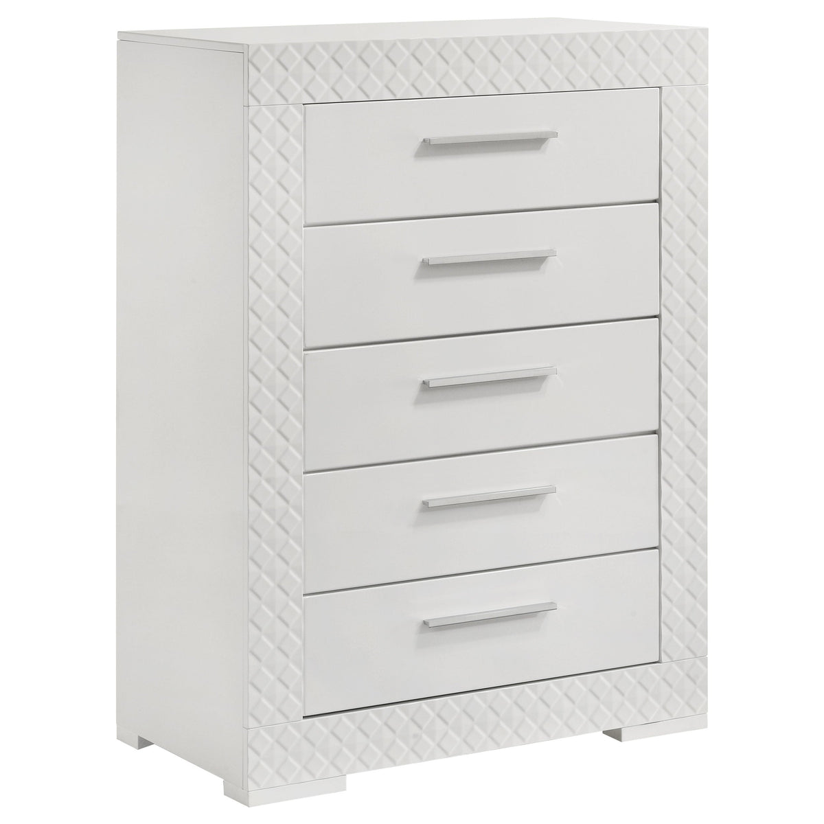 Ives 5-drawer Bedroom Chest of Drawers Grey High Gloss