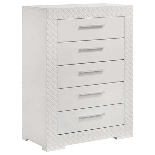 Ives 5-drawer Bedroom Chest of Drawers Grey High Gloss