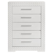 Cómoda de dormitorio Ives de 5 cajones, gris, alto brillo