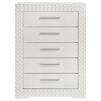 Ives 5-drawer Bedroom Chest of Drawers Grey High Gloss