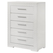 Cómoda de dormitorio Ives de 5 cajones, gris, alto brillo
