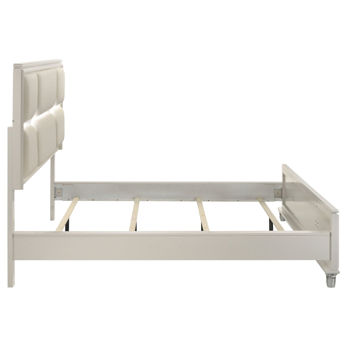 Cabecero de cama con paneles LED Olivia en blanco perla